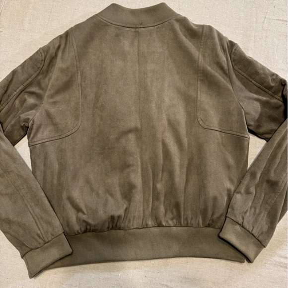 Vici Olive Green Suede Bomber Zip-Up Jacket - Picture 7 of 7